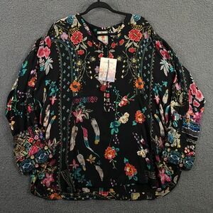 $250 Johnny Was Ellamo Boxy Top size XL Printed Embroidered Floral Boho NWT